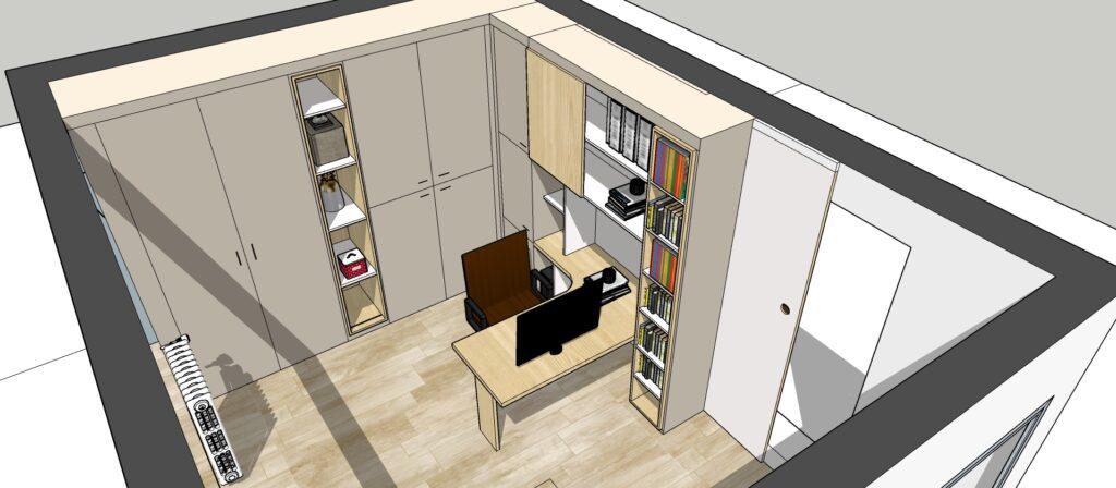 Plan meubles 3D bureau sur mesure