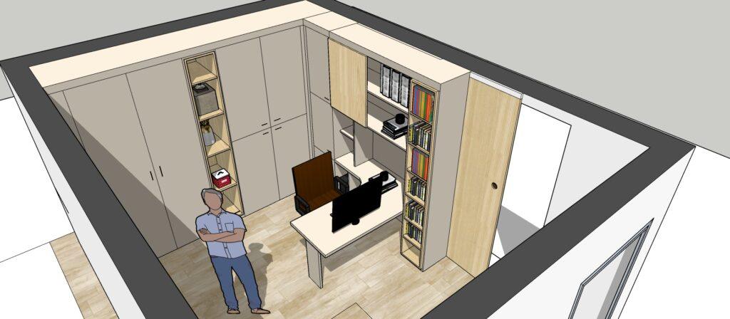 Plan meubles 3D bureau sur mesure