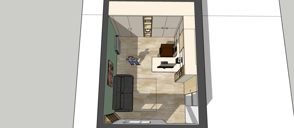 Plan meubles 3D bureau sur mesure