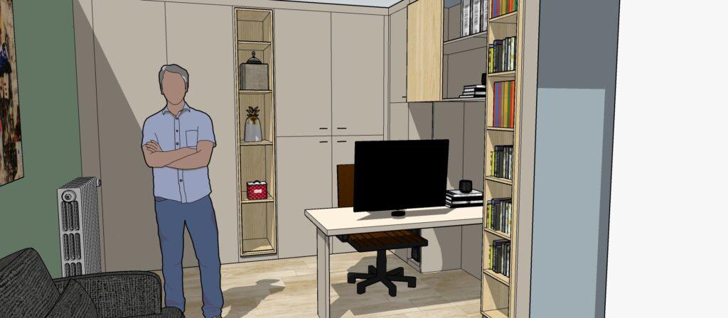 Plan meubles 3D bureau sur mesure