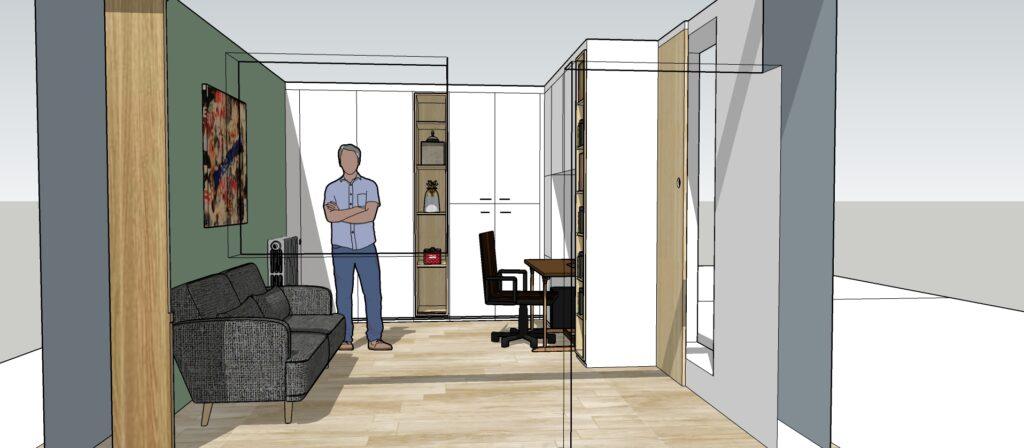 Plan meubles 3D bureau sur mesure